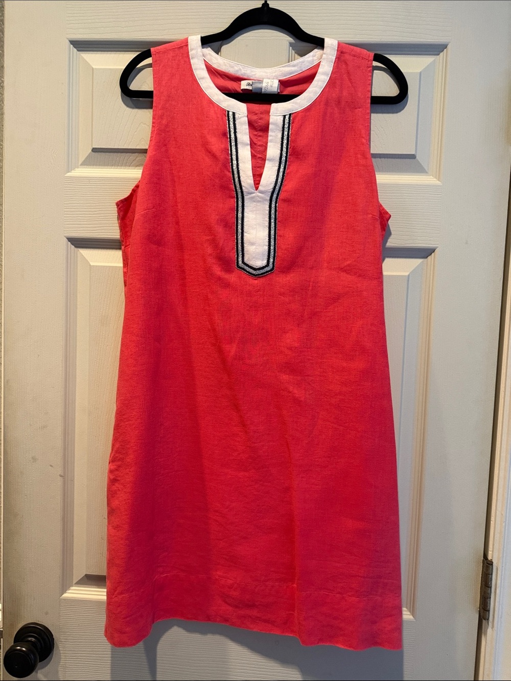 Tommy Bahama Coral Sleeveless Shift Dress with White Trim